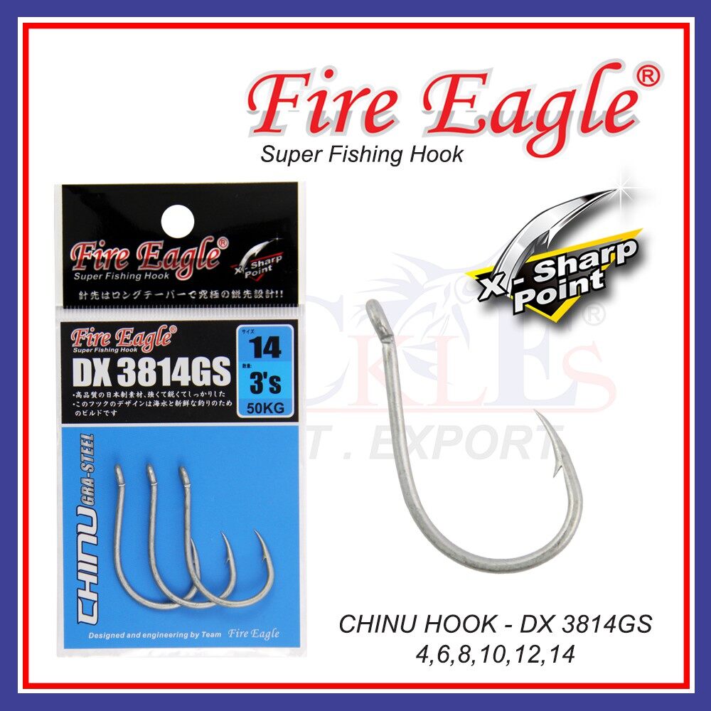PESCA- FIRE EAGLE Chinu Gra-Steel Hook (DX 3814GS) Size 06 08 10 12 14 X-Sharp Fishing Hook Mata Kail Ikan Ready Stock