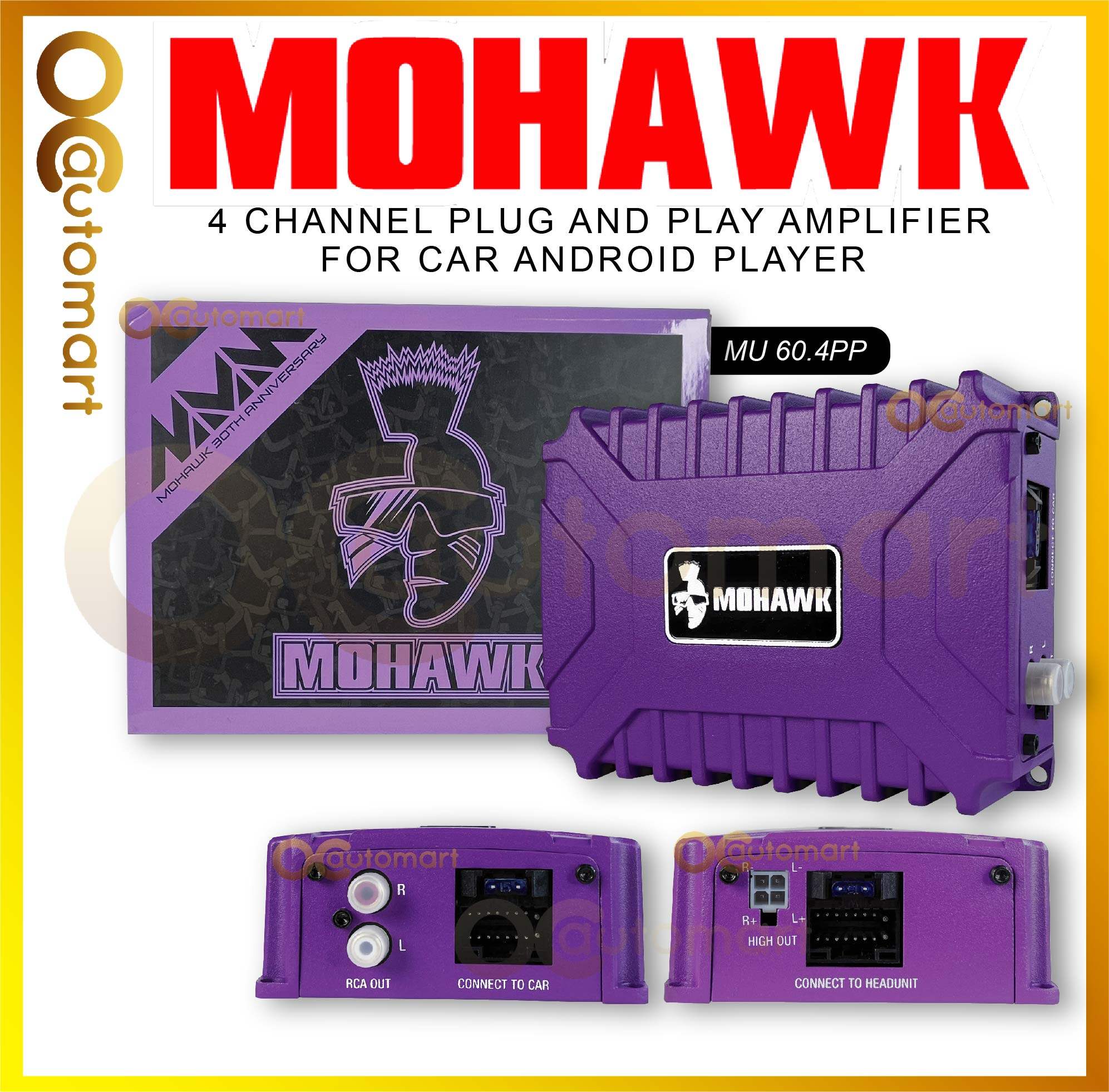 Mohawk 4 Channel Plug and Play Power Amplifier for Car Android Player MU 60.4PP