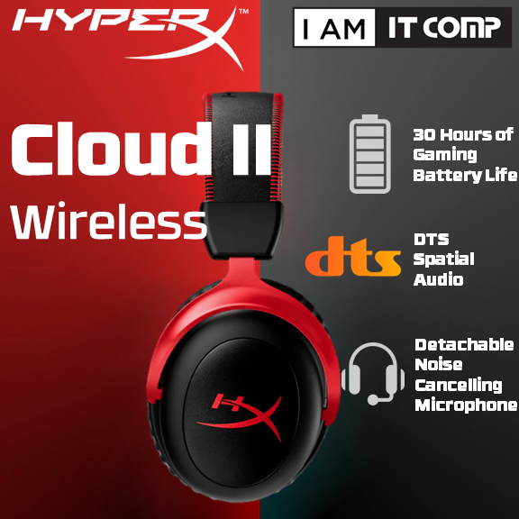 HyperX Cloud II Wireless 7.1 Surround Sound with Detachable Mic Gaming Headset for PC ( 4P5K4AA )