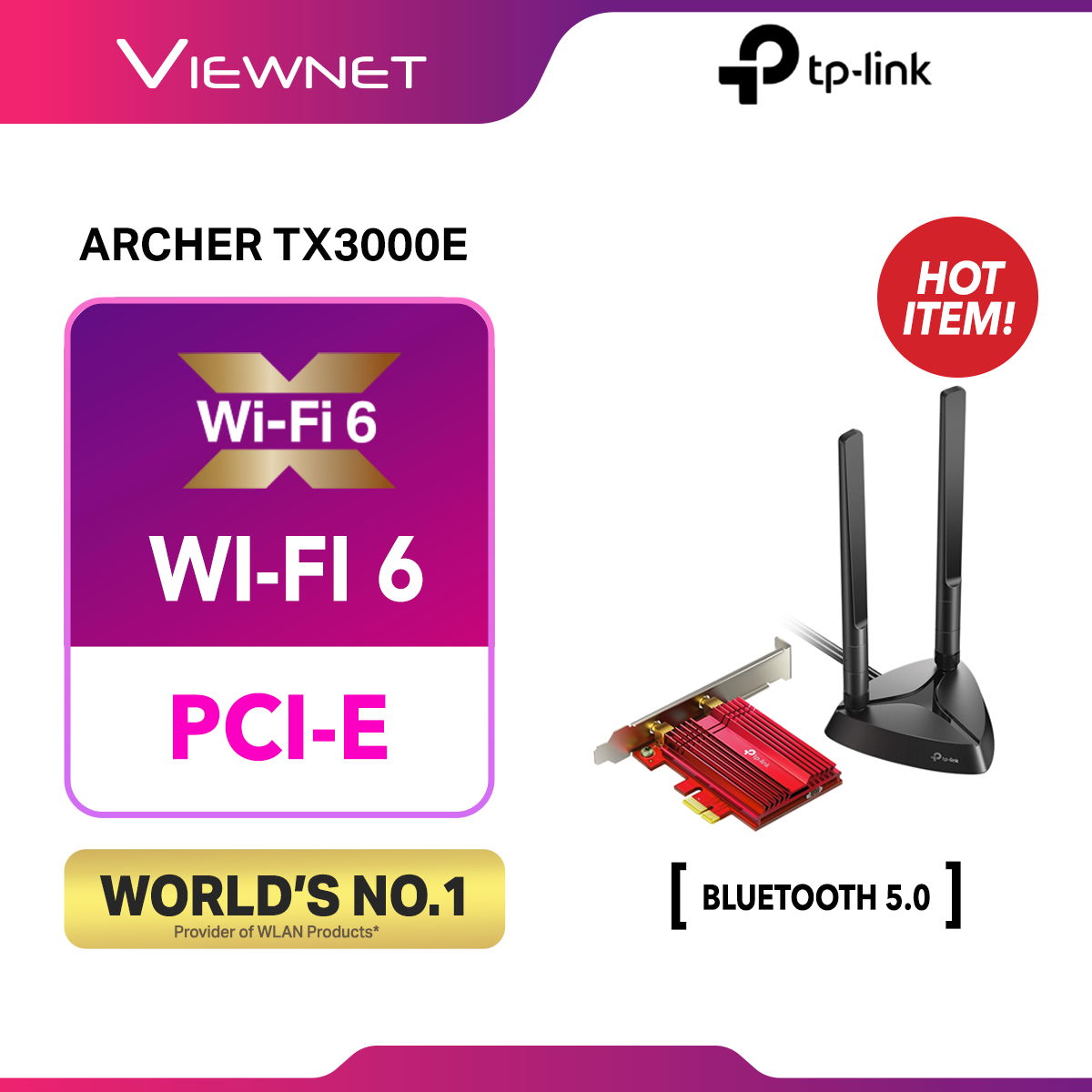 TP-Link ARCHER TX3000E - AX3000 Wi-Fi 6 Bluetooth 5.0 PCle Adapter, 5.0 Bluetooth, Intel Wifi 6 Chipset, Ultra-Low Latency