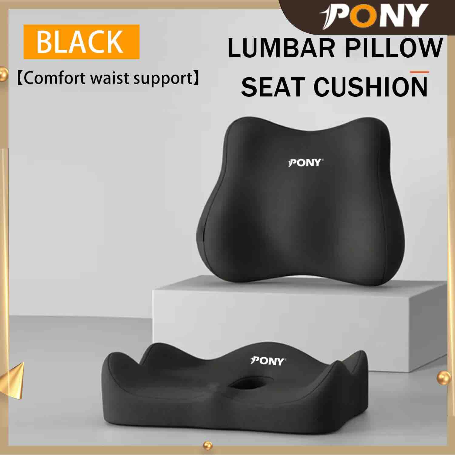 PONYHOME Memory Foam Lumbar Support Pillow for Lower Back Pain Chair Cushions for Office Memory Foam Coccyx Cushion