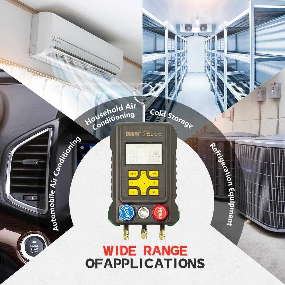 Digital Manifold Gauge Electronic Refrigerant Meter HVAC Vacuum Gauge