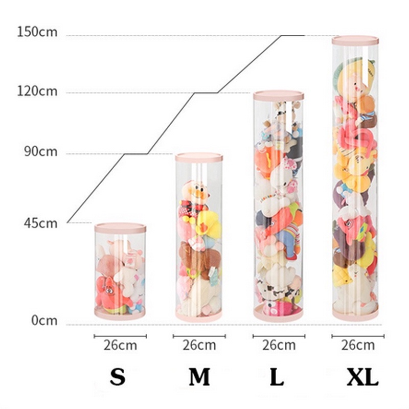 【Lower Price】Doll Storage Bucket Large-capacity Transparent Cylindrical Durable Plush Toy Tidy-Up Organizer Tube Tool Home Decro