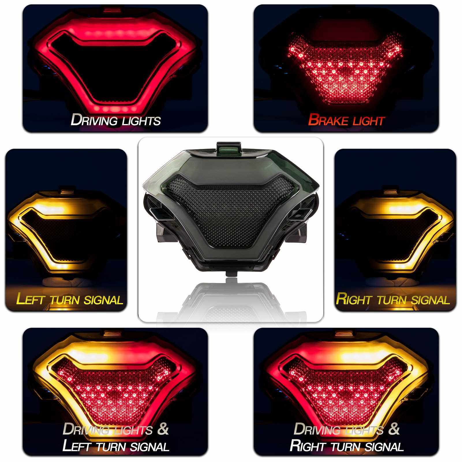 Best Selling Motorcycle Brake Light Tail Lamp with LED Turn Signals Replacement for Yamaha YZF R3 R25 Y15ZR MT07 FZ07 LC150 (Red)