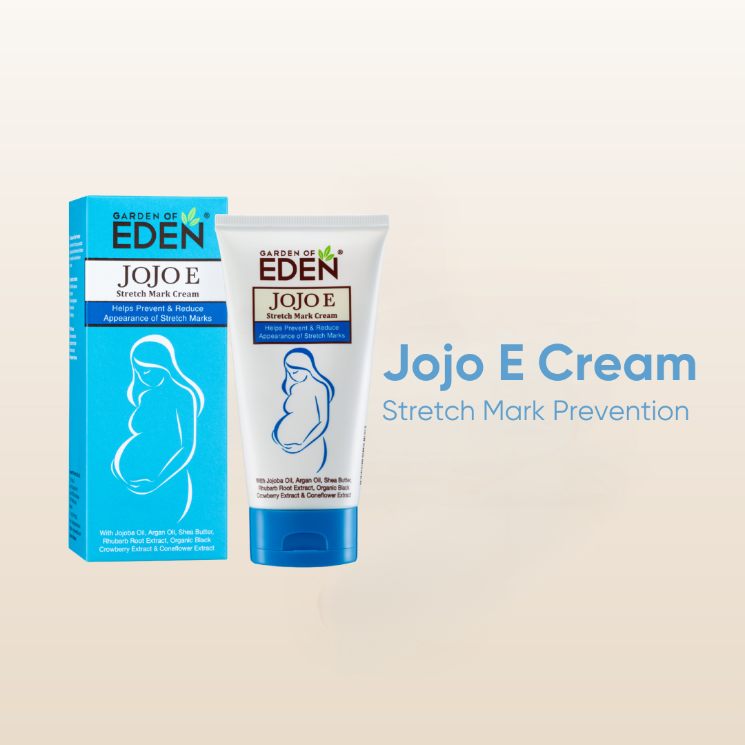 Garden of EDEN Jojo E Stretch Mark Cream 150g Pregnancy & Postpartum Care to Smoothen Skin with Jojoba Oil Vitamin E