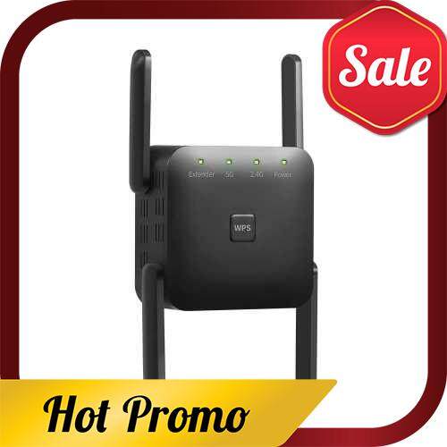 1200Mbps Dual Frequency 2.4G/5G Wireless Repeater WiFi Signal Amplifier WiFi Range Extender for Home Office Black US Plug (Black)