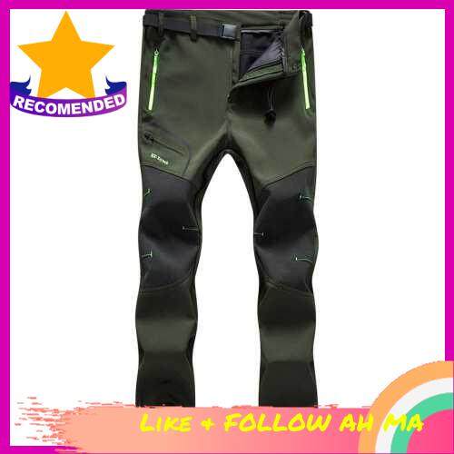 Best Selling Men Hiking Pants Water Resistant Breathable Winter Pants with Pockets Fleece Lined Pants with Belt for Outdoor Camping Mountaineering Skiing Snowboarding (Green)