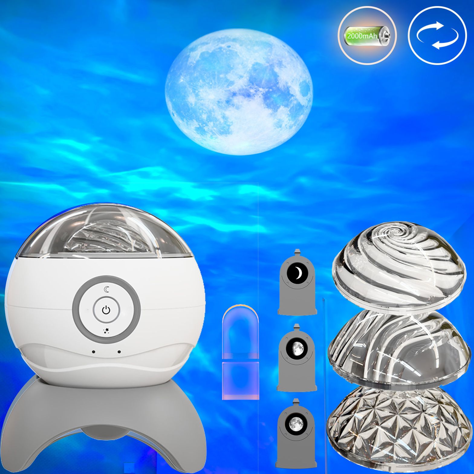 Aurora Projection Lamp Bluetooth Speaker Water Wave Bright Moon Starry Sky Projector NightLight