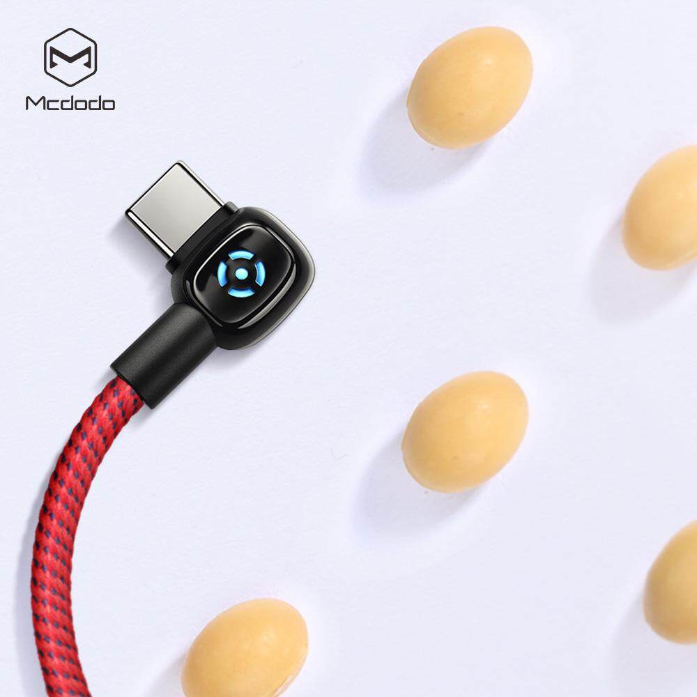 Mcdodo 90Â° Auto Disconnect LED USB Type-C Indicator 1M Black / Red Cable (CA-5920/CA-5921)