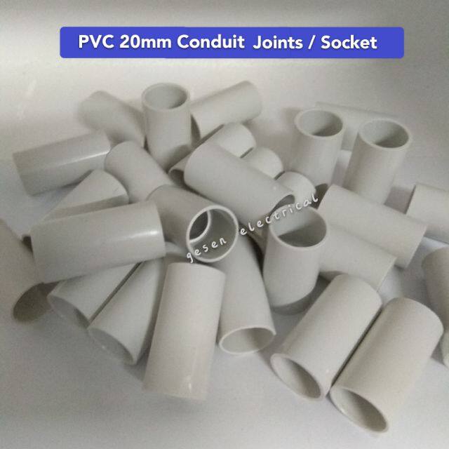 PVC 20mm Conduit Joints / Socket Pipe Connectors (10pcs)