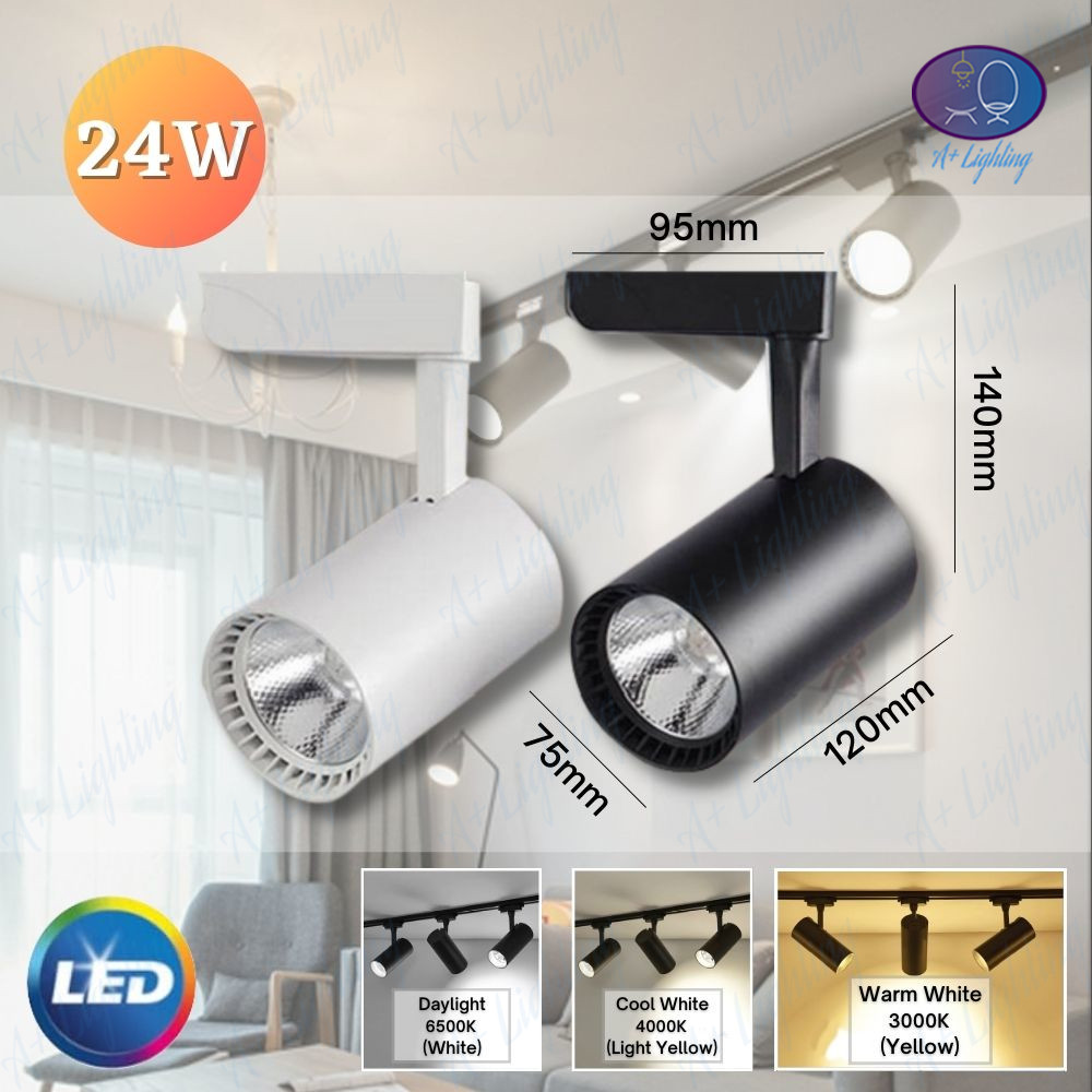 LED Track Light Black White 12W / 24W / 36W COB Spotlight Adjustable Rail Track Spot Light Ceiling Light Lampu Siling轨道灯