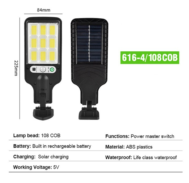 Outdoor Solar Street Light LED Solar Street Lamp Human Body Induction Garden Light With Remote Control LED Wall Light ， 3 Modes Solar Street Outdoor Lighting Motion Sensor Dimmable Lamp Garden Waterproof Night Street Light with Automatic Induction