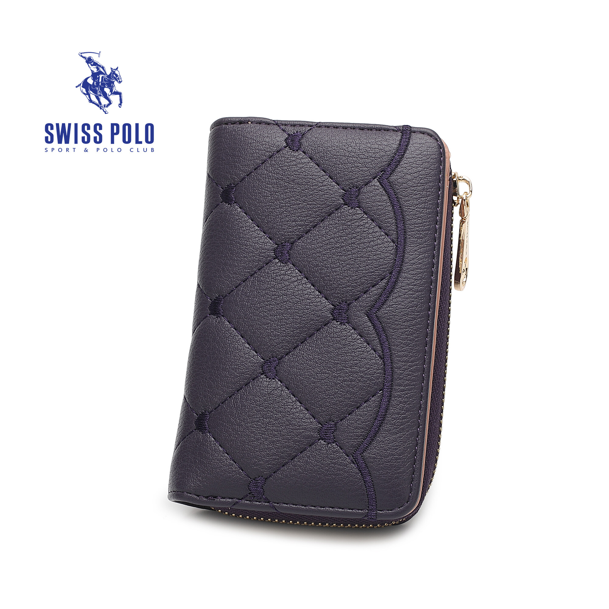 SWISS POLO Ladies Quilted Short Purse SLP 49-2 PURPLE