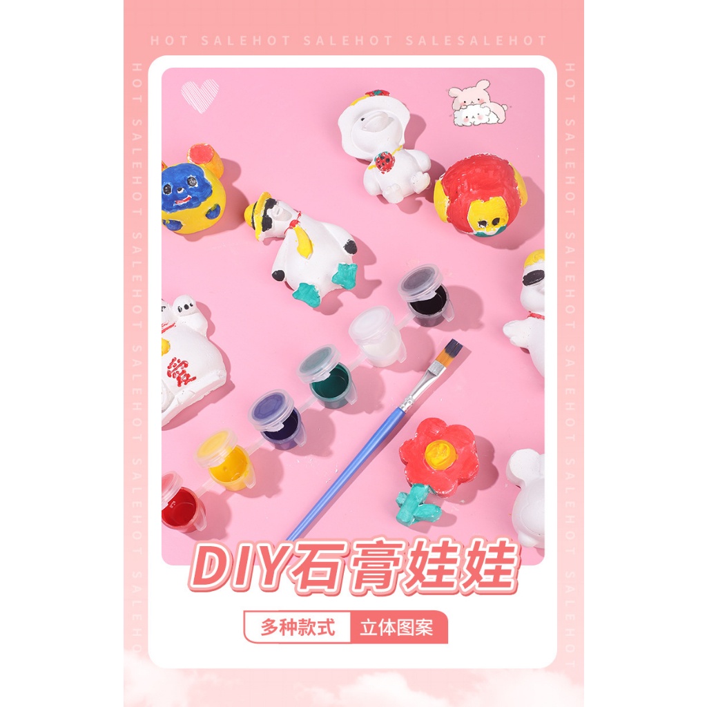 Children DIY Painted Plaster Doll Coloring Plaster Doll Graffiti Hand-painted Kids Coloring Crafts Gift Toys Anak Patung Plaster Bercat DIY Kanak-kanak Mewarnai Anak Patung Plaster Graffiti Kraftangan 儿童彩绘石膏娃娃DIY涂鸦手绘工艺品