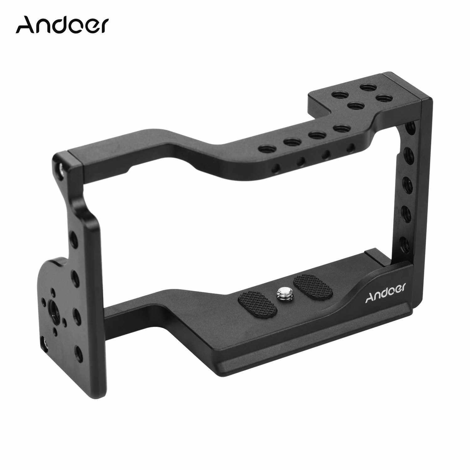 Andoer Professional Video Accessories Camera Cage Kit Aluminum Alloy Camera Case Bracket with Extension Thread Holes Cold Shoe Mount Filming Equipment Compatible with Sony A6600 ILDC Cameras (Standard)