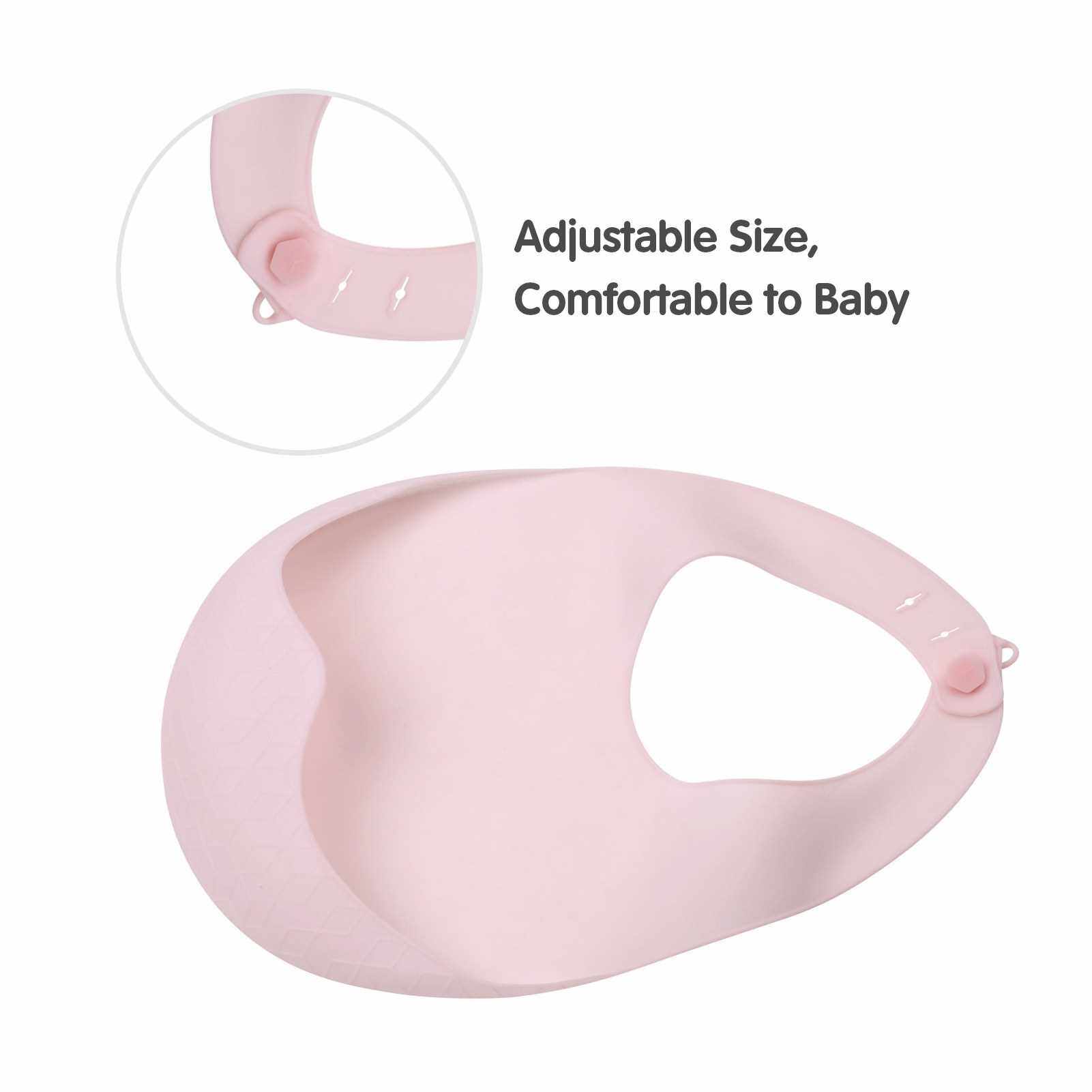 BEST SELLER Baby Silicone Bibs Set of 2 Adjustable Extra Thin Baby Feeding Bibs Waterproof Soft Drooling Bibs for Home Life Travel Gift for Infants Toddlers (Pgr)