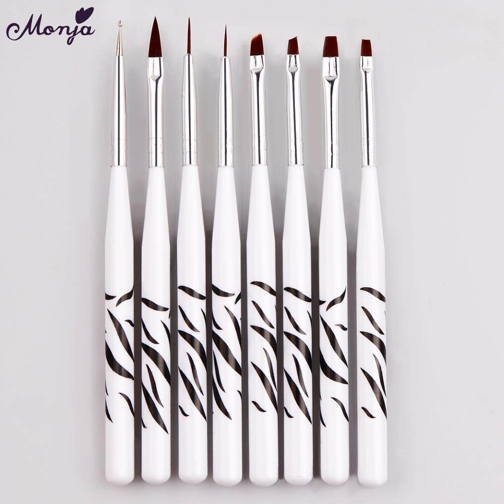 Hình ảnh 8 Cái/bộ Nail Art Acrylic Liquid Powder Brush Pháp Flower Liner Lines Stripes Vẽ Chấm Pen Công Cụ Làm Móng Tay