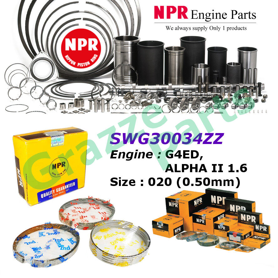 NPR Piston Ring Set 020 (0.50mm) SWG30034ZZ for Hyundai Atos Atoz 1.1