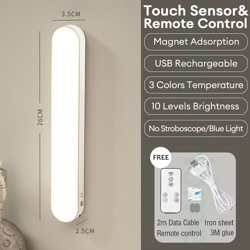 Magnet LED Table Lamp Dimmable Remote Control Light Meja Lampu 3 Color Lighting Rechargeable Night Lights Study Desk Lamp