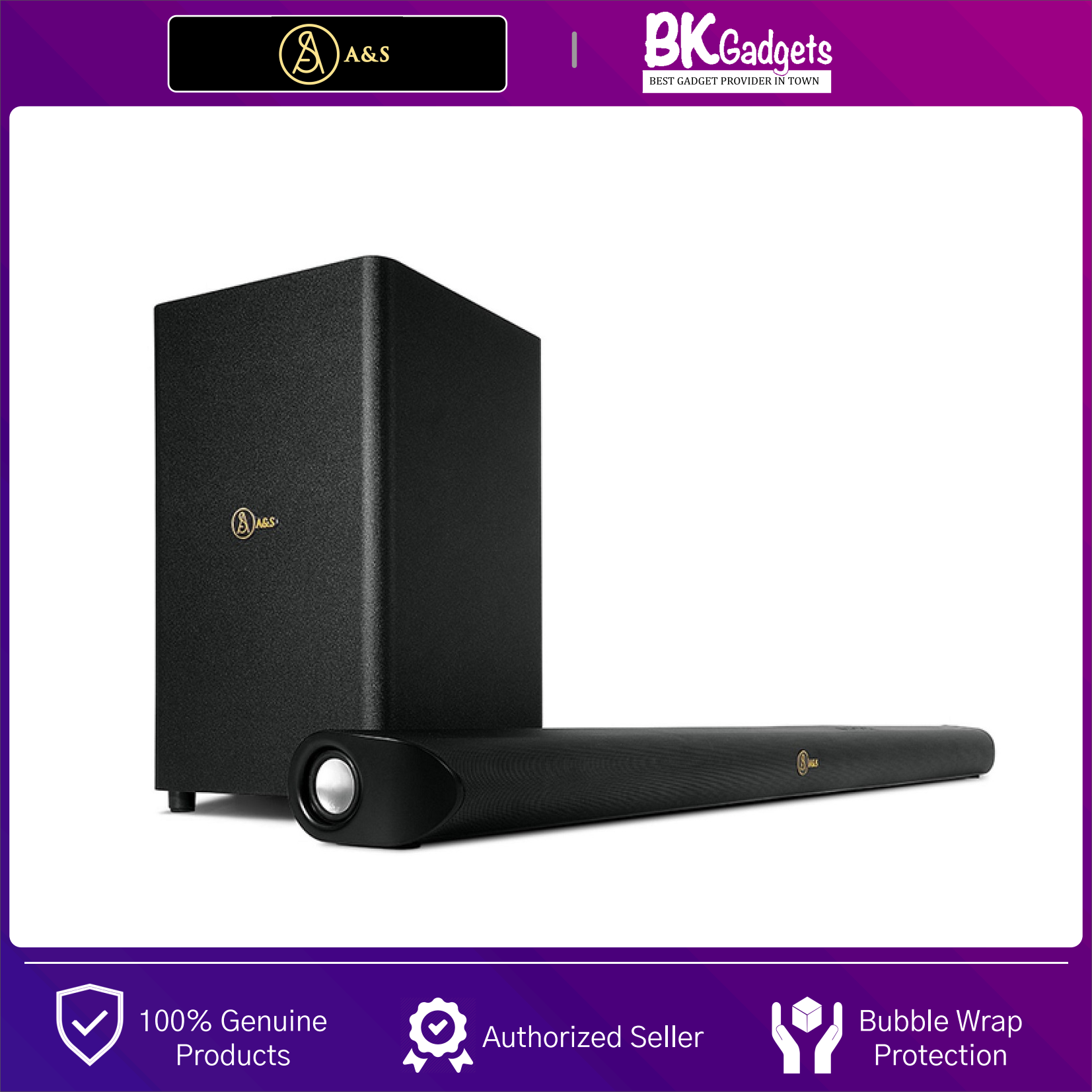 A&S Cinematic Bar with Dolby Atmos 800 - Incredible Dolby Atmos 5.1.2 Channel Soundbar System | Maximum Power Output 380W