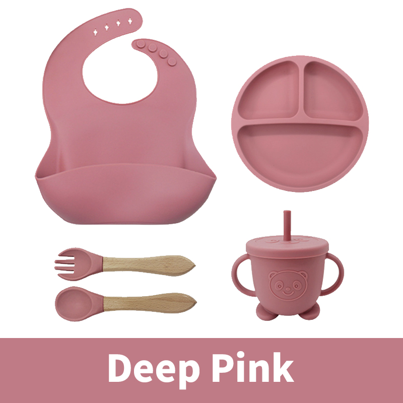 9PCS Baby Silicone Dinning Set Baby Silicone Feeding Set With Suction Little Bear Training Cup Set Makan Baby