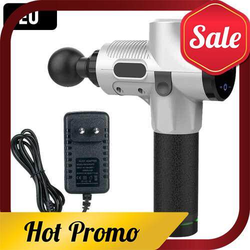 Electric Fascia Gun Muscle Relaxation Muscle Relaxant 30 Adjustable Variable Speed Muscle Massager with Power Display Fascia Massager Equipped with 6 Detachable Massage Heads EU Plug Black Silver (Black Silver)