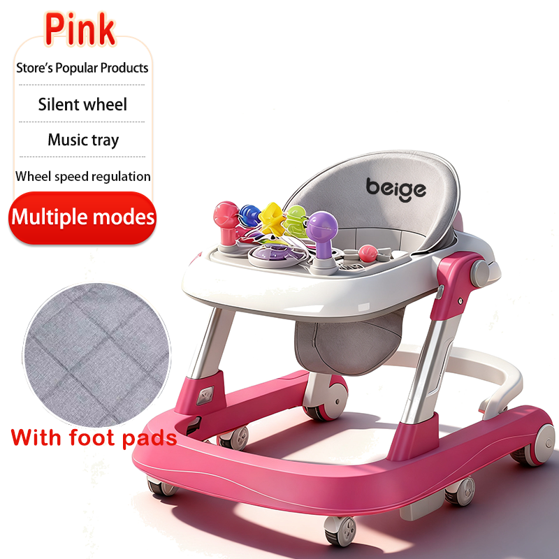 Baby walker 5-in-1 baby push walker Music anti-slip anti-rollover trolley