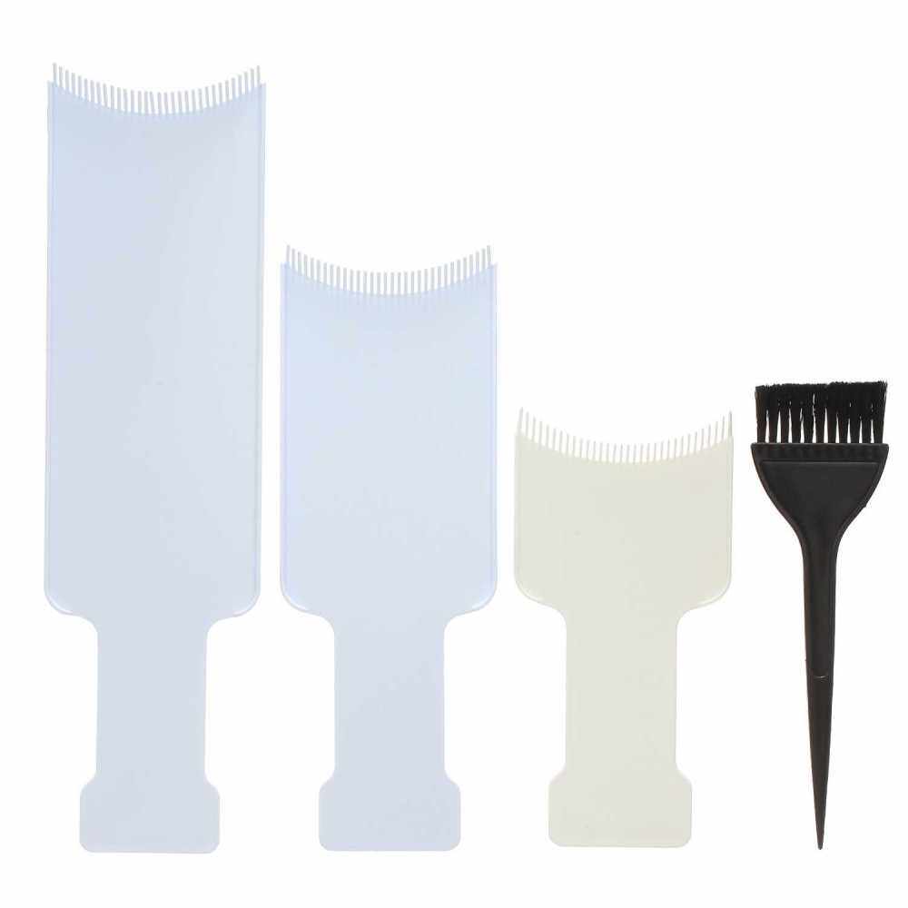 4pcs Hair Color Mixing Dye Kit Hair Coloring Set Salon Tool Hair Dyeing Tint Brush Comb for Home & Salon (White)