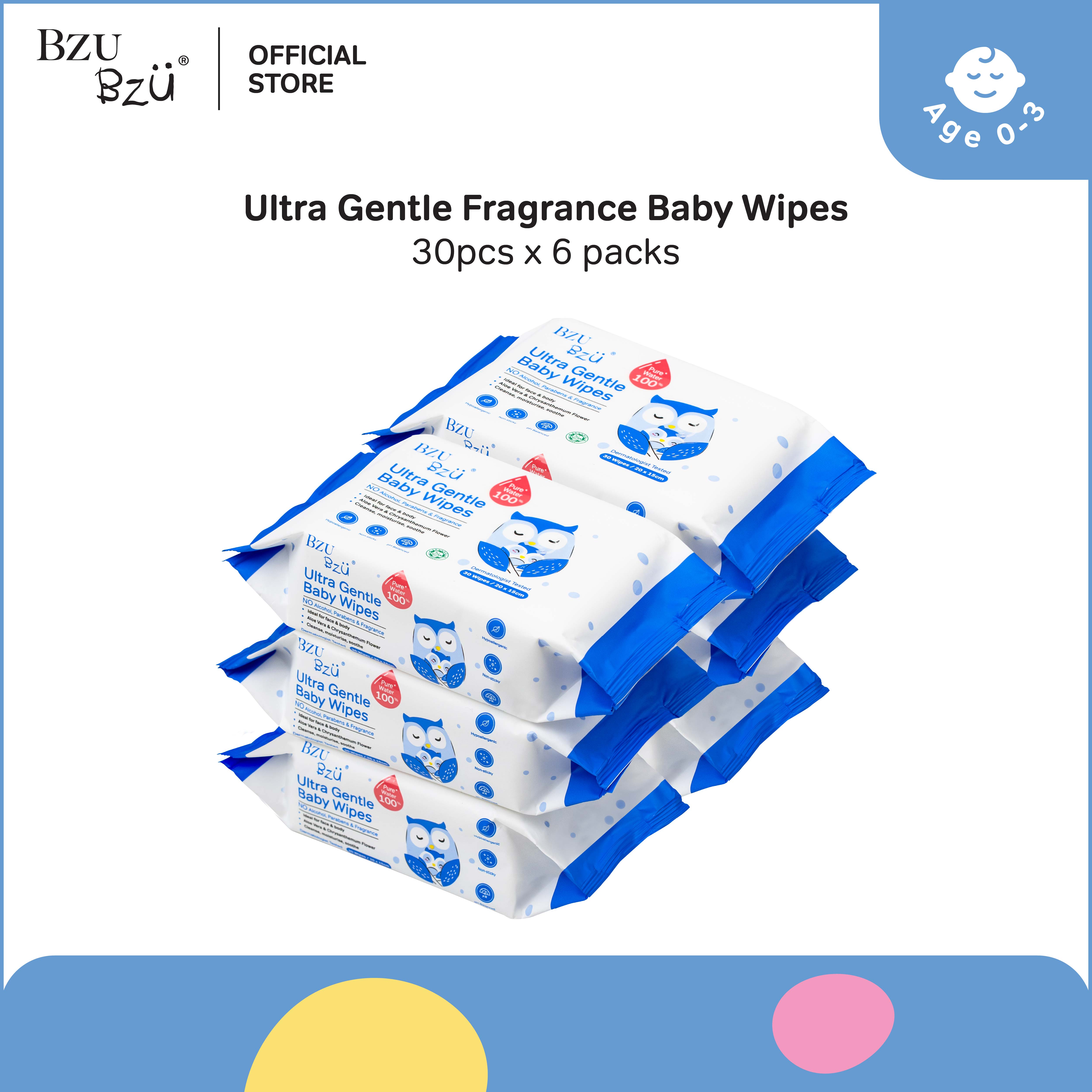 BZU BZU Ultra Gentle Fragrance Free Baby Wet Wipes (30 pcs x 6) [Exp: Year 2028]