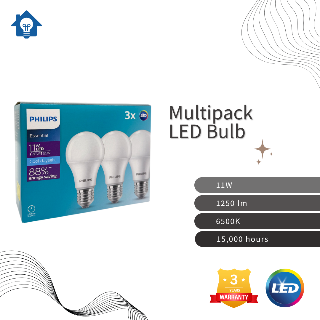 Philips Multipack LED Essential Bulb 9W 11W 13W Daylight (3pcs)