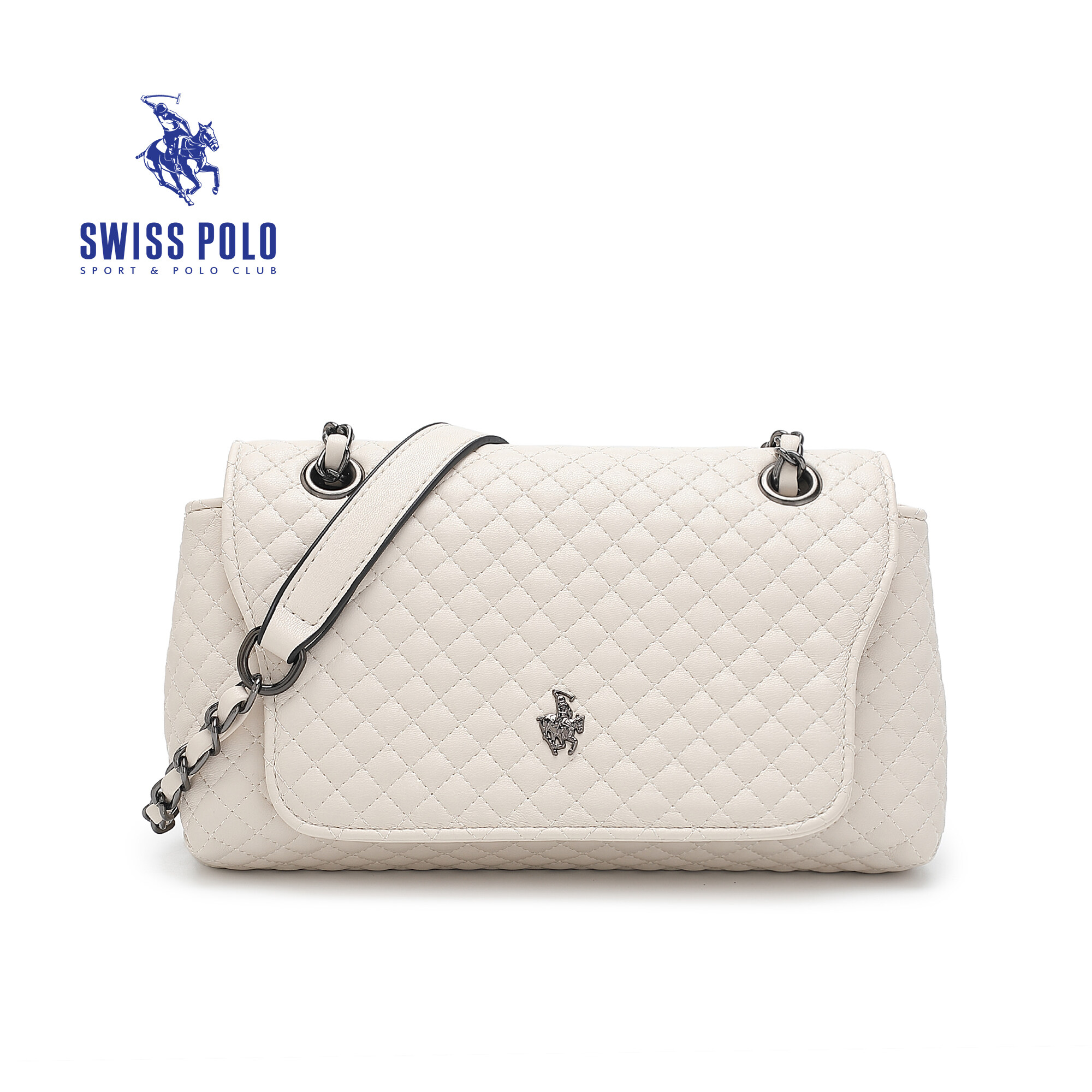 SWISS POLO Ladies Chain Quilted Sling Bag HHQ 222-3 BEIGE