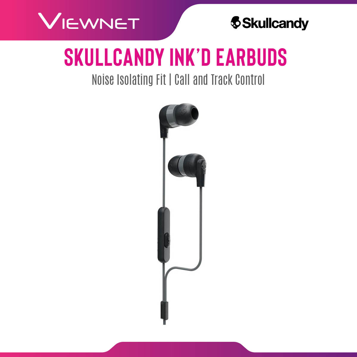 Skullcandy Ink'd+ Earbuds with Microphone, Noise Isolating Fit, Call and Track Control