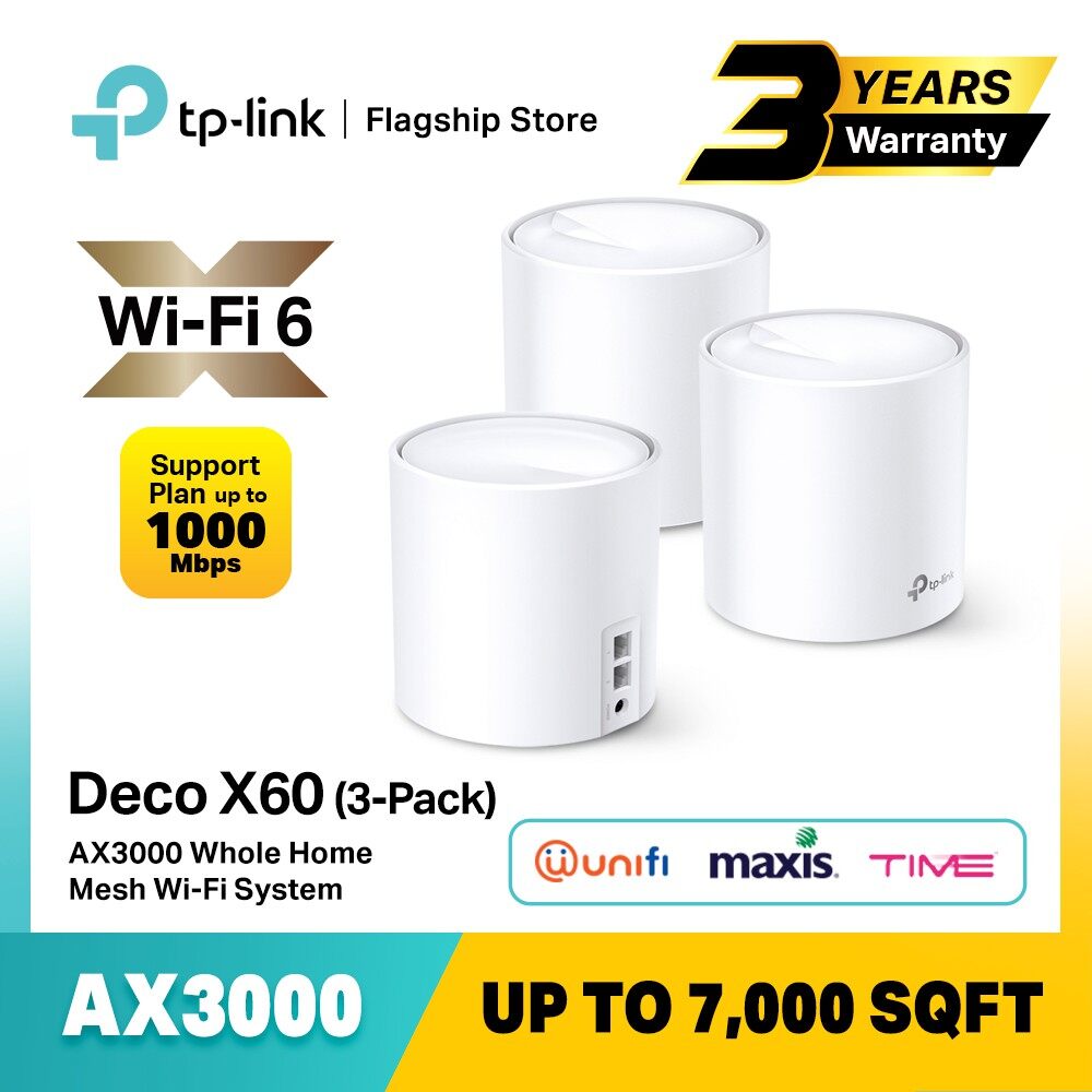 TPLink Deco X60 (3 Pack) AX3000 Wifi 6 Mesh Wifi Router Home Wireless