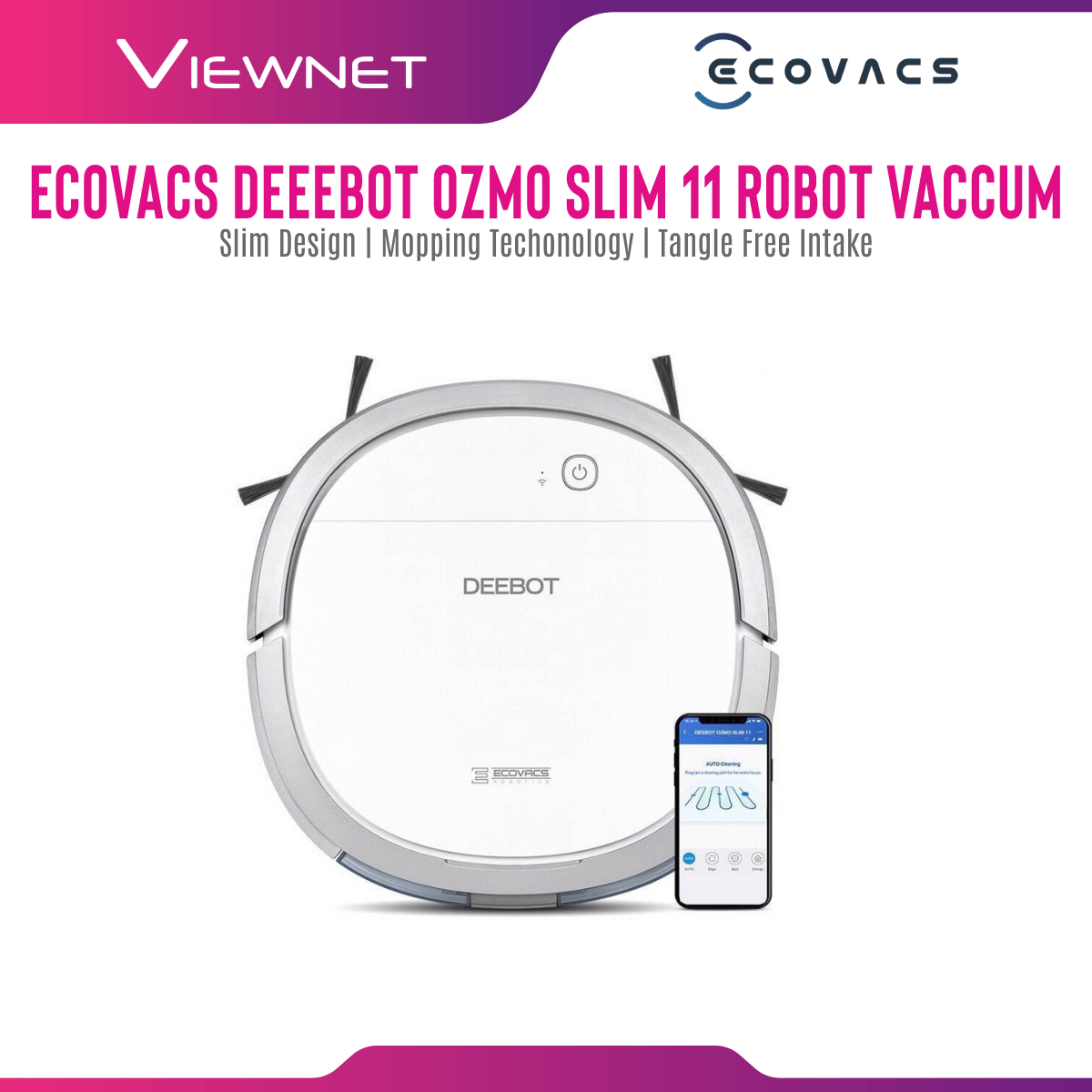 ECOVACS DEEBOT OZMO Slim11 Robot Vacuum Cleaner with Low Profile Design OZMO Mopping Technology Tangle-Free Intakeã€Local Shipping&1 Year Local Warrantyã€‘