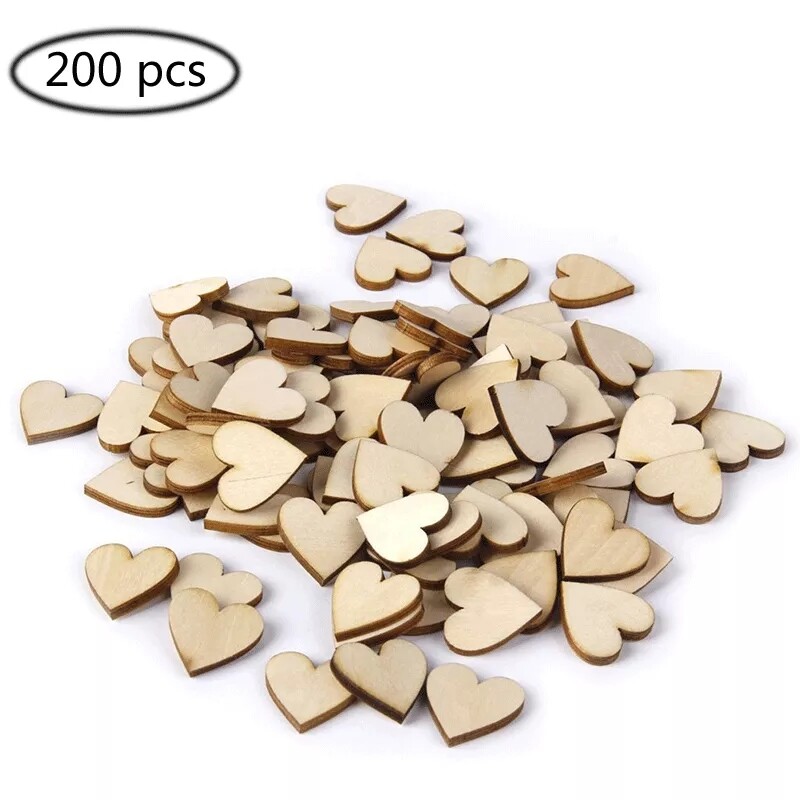 200pcs tình yêu bằng gỗ trái tim trang trí đám cưới scrapbooking handmade thủ công mỹ nghệ giáng sinh trang trí cho ngôi nhà