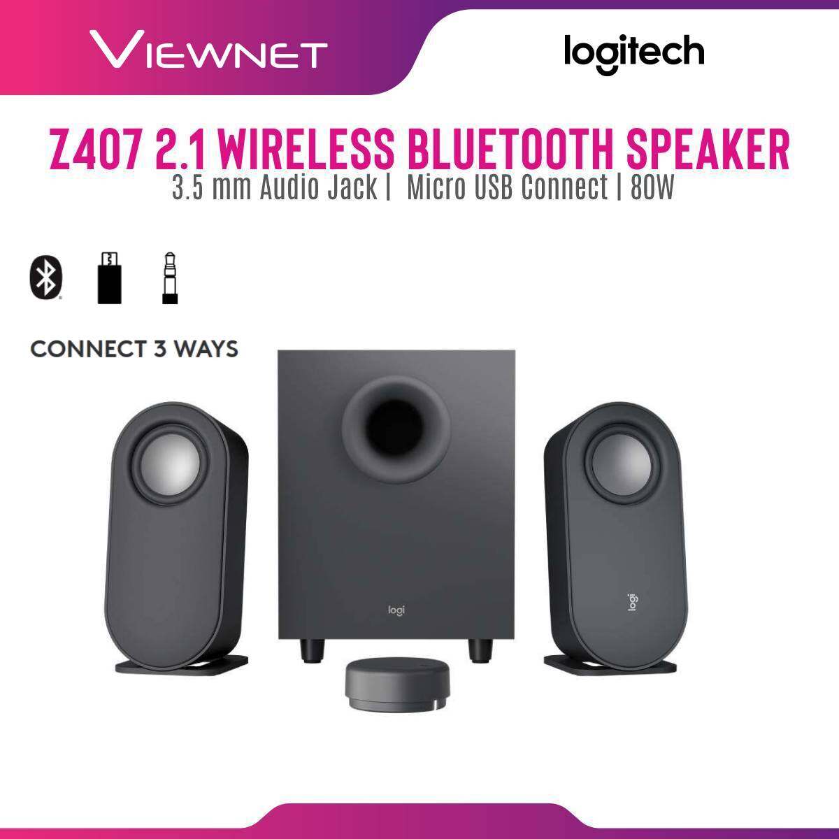 Logitech Z407 2.1 Wireless Bluetooth Speaker with 3.5 mm Audio Jack, Micro USB Connect, 80W