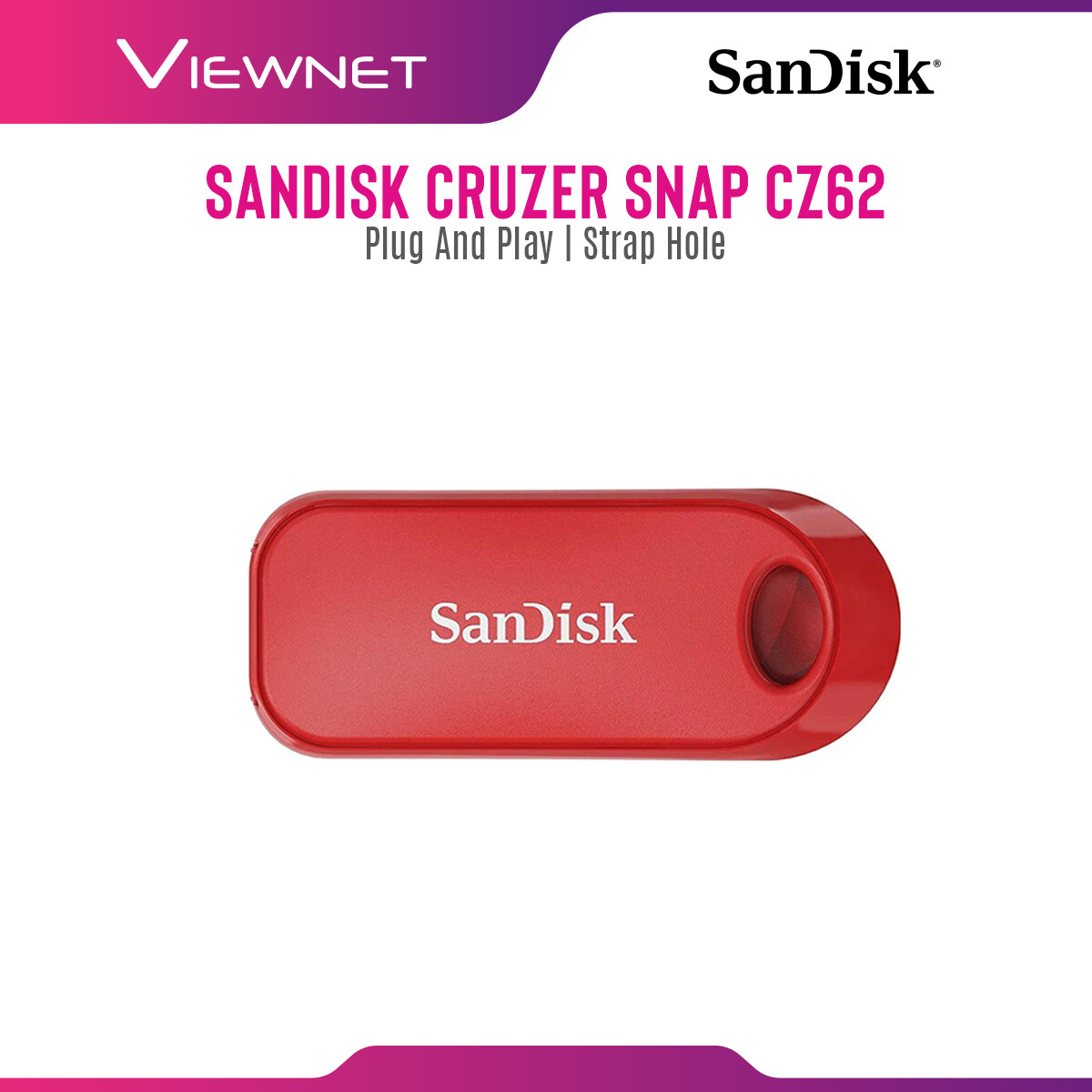 Sandisk Cruzer Snap  CZ 62 (16GB / 32GB / 64GB / 128GB) USB2.0 Pendrive Flash Drive (Black,Blue,Red)