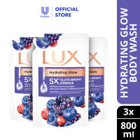 [Bundle of 3] Lux Fragrance Body Wash Hydrating Glow Refill Pack 800ml