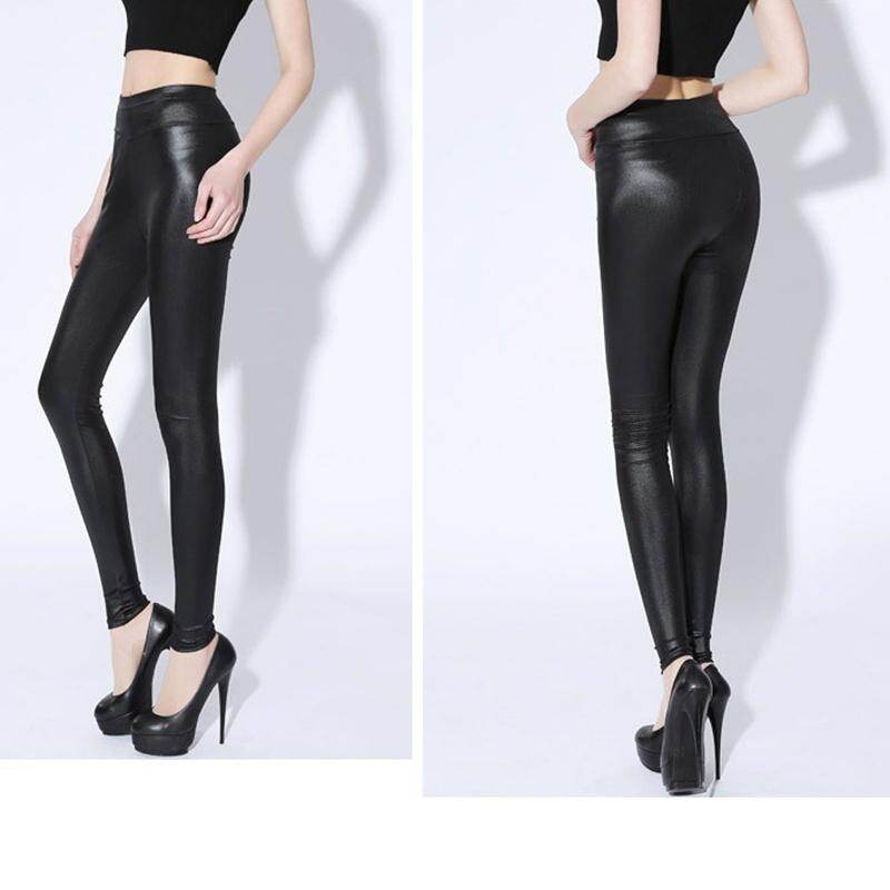 Feng qi shopquần legging da nữ quần cạp cao quần legging giả da co giãn