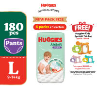 Huggies AirSoft Pants Diapers M38 / L30 / XL26 / XXL20 (6 packs) - Breathable and Soft Premium Diapers for Baby