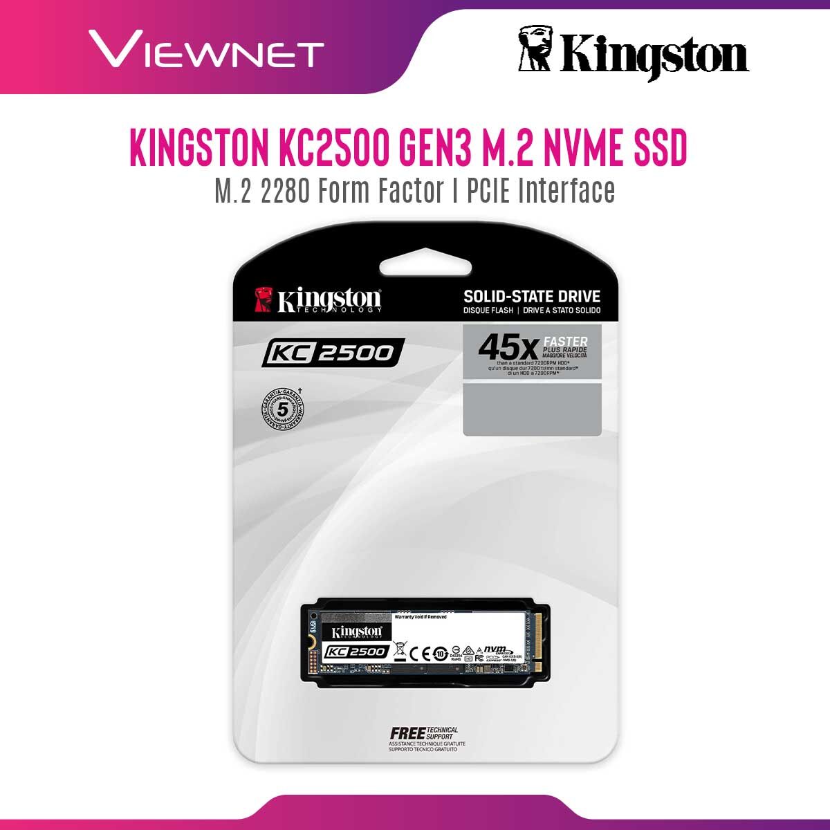 Kingston KC3000 M.2 2280 NVME GEN4 PCIE 512GB/ 1TB/ 2TB / 4TB KC3000 PCIe 4.0 NVMe M.2 SSD High-Performance Storage for Desktop and Laptop PCs Solid State Drive SSD