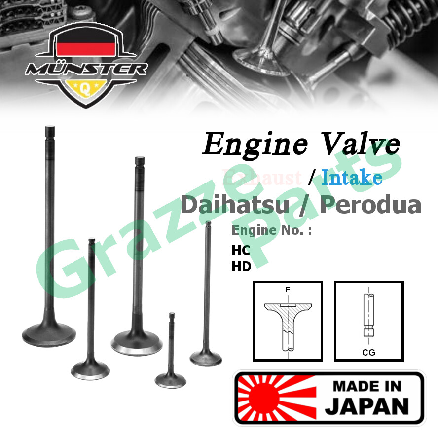 (4pc) Münster Engine Valve Intake Inlet (30.0mm) 13711-87104 for Perodua Rusa Kembara Daihatsu Hijet