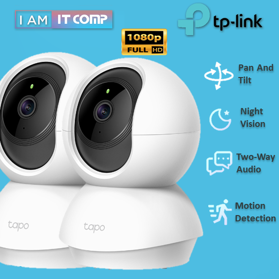 TP-Link TAPO C200 Pan/Tilt Home Security Wi-Fi Camera / 1080p / Sound & Light Alarm / Built-In Mic / MicroSD / Voice Control