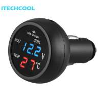 Top quality👍3 in 1 12/24V Car LED Digital Voltmeter Gauge+Thermometer+USB Charger