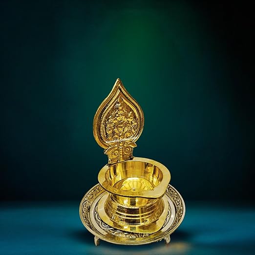 Brass OM Vilakku | Murugan Vel Diya | Om kamatchi Oil Lamp for Pooja | Brass Deepam | Home Temple Decor & Gift.(VILAKU ONLY)