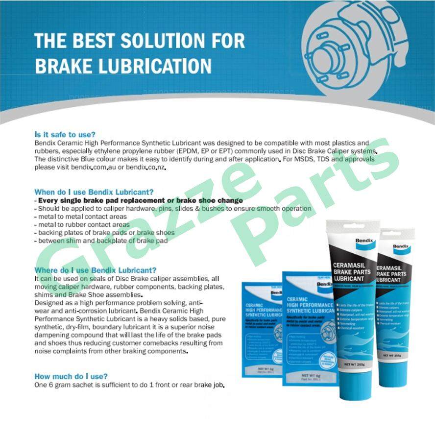 6 gram Pack Bendix Ceramic High Performance Synthetic Lubricant / Rubber Grease / Brake Pad