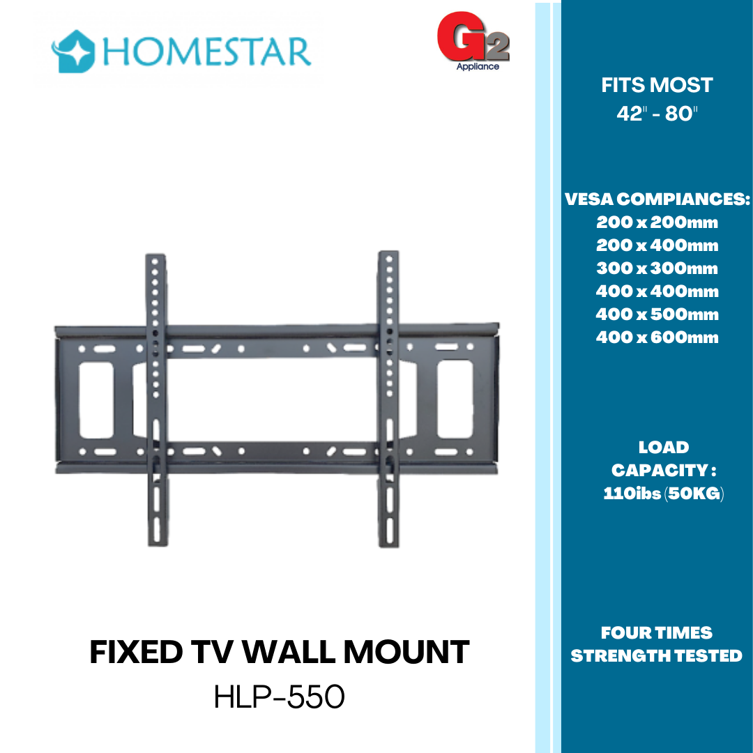 HOMESTAR FLAT PANEL TV WALL MOUNT FIXED BRACKET 42" - 80" HLP-550