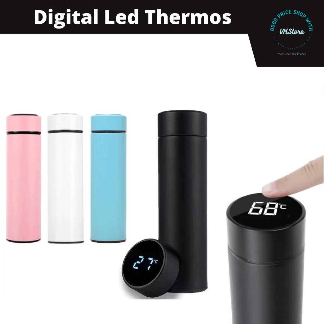 Smart Thermos Bottle 500ML Insulated Vacuum Flask Stainless Steel Water Bottle LED Touch Display Screen