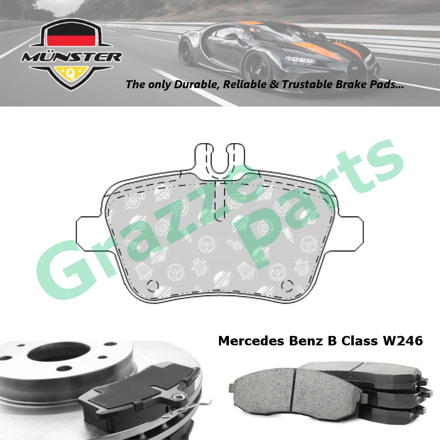 Münster Disc Brake Pad Rear Mercedes Benz B Class W246 242 2nd Gen B180 B200 1.6 B200 CDI 1.8 D 11' M270.910 OM651.901