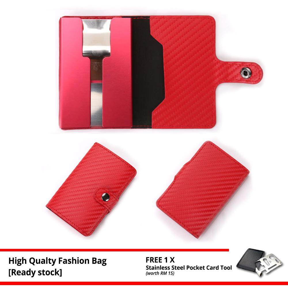 Slim Carbon Fiber Credit Card Holder RFID Non-scan Metal Simple Wallet Money Case Card Organizer MI3185